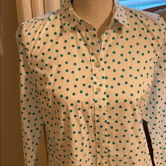 Talbots Petites Cotton Dot Button Up Blouse Small - Picture 2 of 10